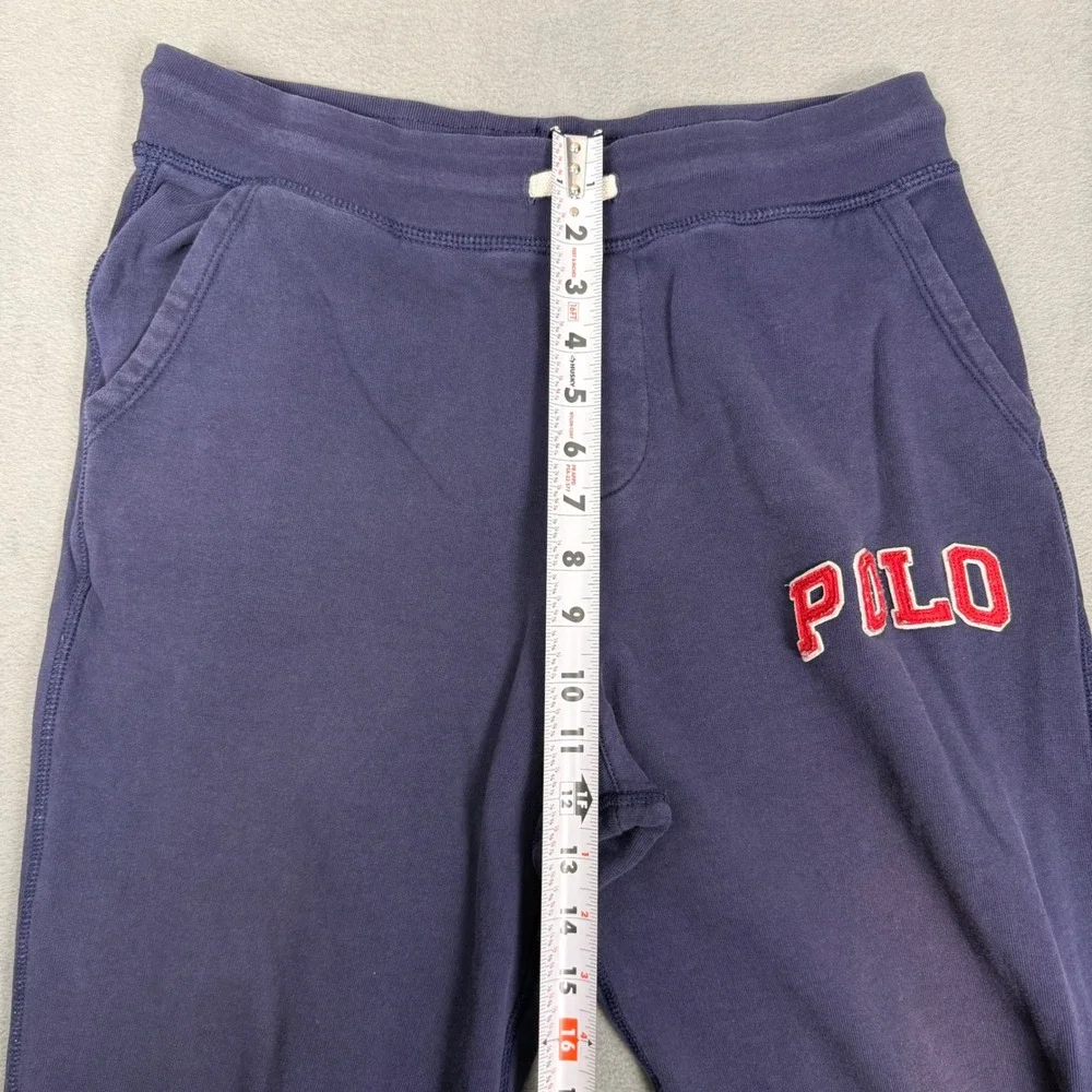 Polo Ralph Lauren Boys XL 18-20 Navy Blue Fleece Jogger Sweatpants Red Logo - Picture 7 of 10